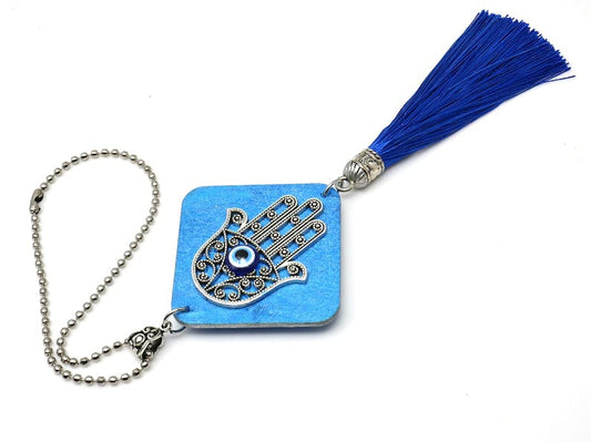 Hamsa Hand, Hamsa Hand Evil Eye protection Car Rear View Mirror Hanging, Hamsa Hand & Silk Tassel for Protection and Good Luck, New Car Gift