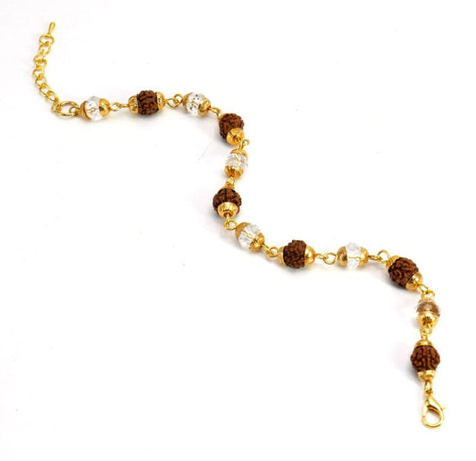 Handmade 5 Mukhi Rudraksha Bead Bracelet for Positive Vibrations, Natural Seed Mala, Meditation, Unisex Spiritual Wristband, Yoga Gift