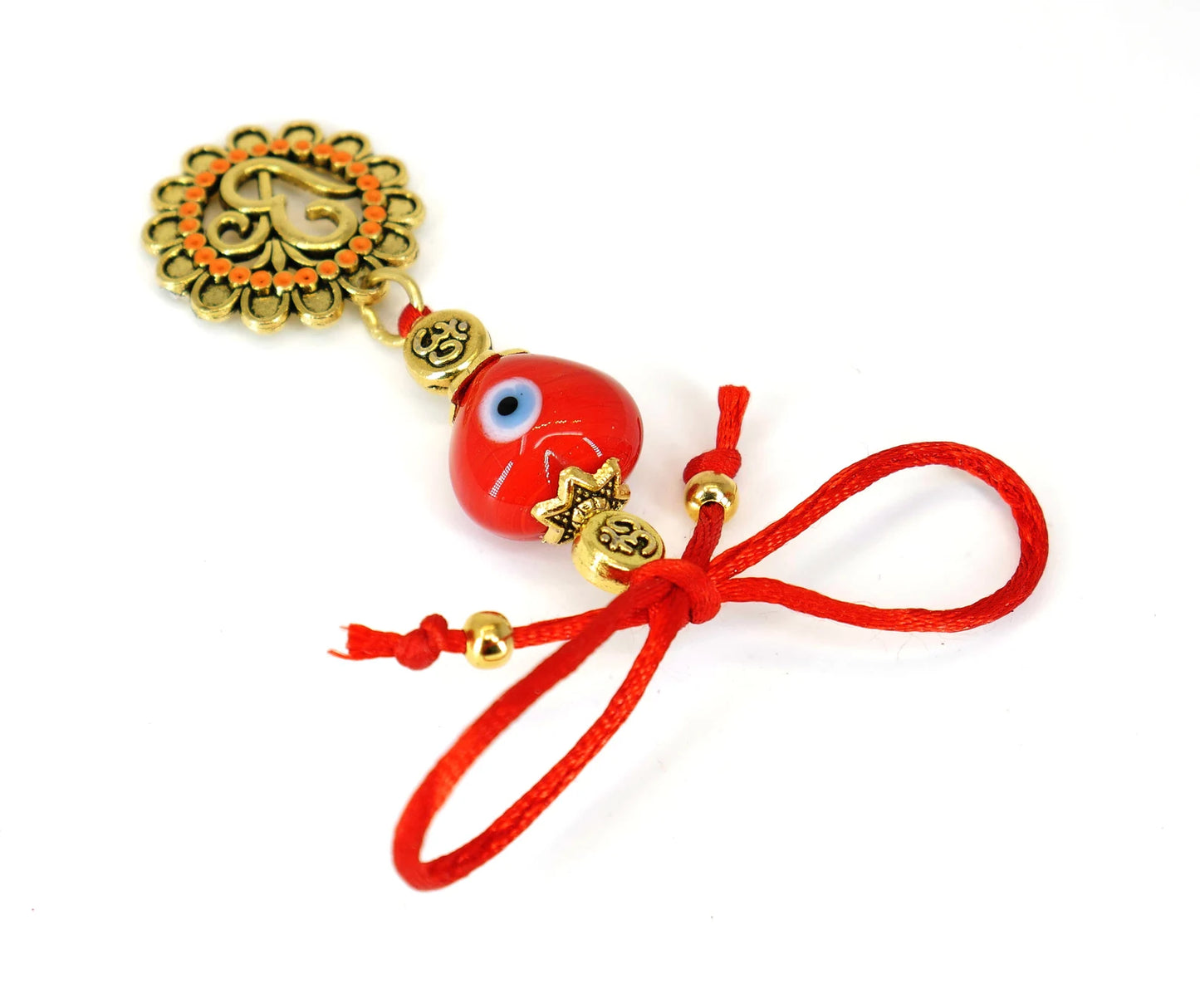 OM | Evil Eye Protection | Antique Gold Plated | Car Rearview Mirror Ornament | Good Luck | Positive Vibes | Positive Vibrations