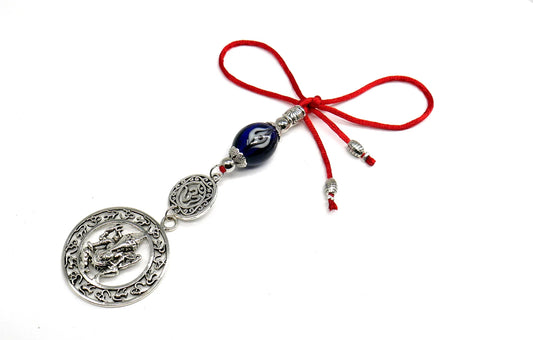 Ganesha | OM | Evil Eye Protection | Car Rearview Mirror Ornament | Good Luck | Happiness | Good Fortune | Success | Prosperity