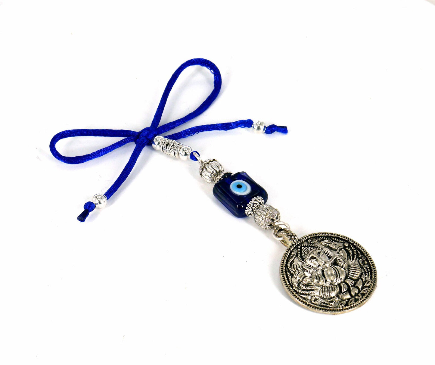 Ganesha | Evil Eye Protection | Car Rearview Mirror Ornament | Good Luck | Happiness | Good Fortune | Success | Prosperity