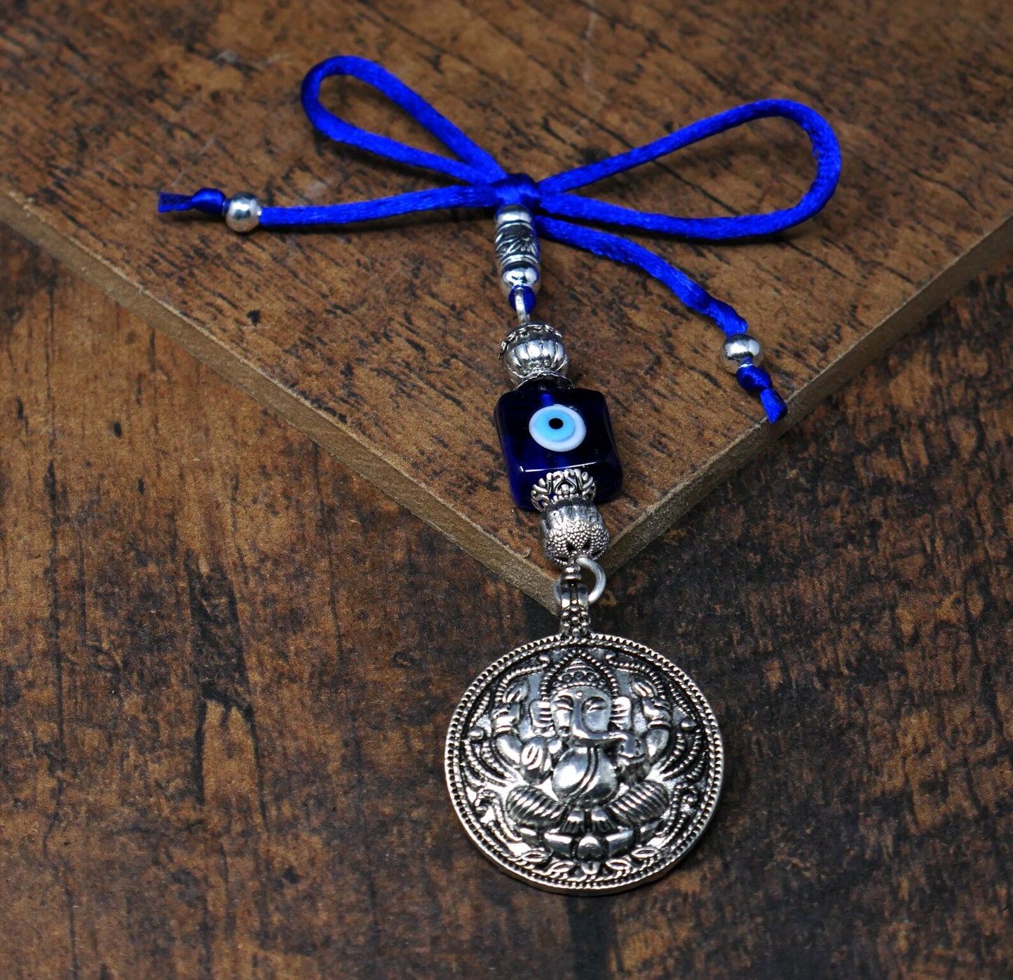 Ganesha | Evil Eye Protection | Car Rearview Mirror Ornament | Good Luck | Happiness | Good Fortune | Success | Prosperity