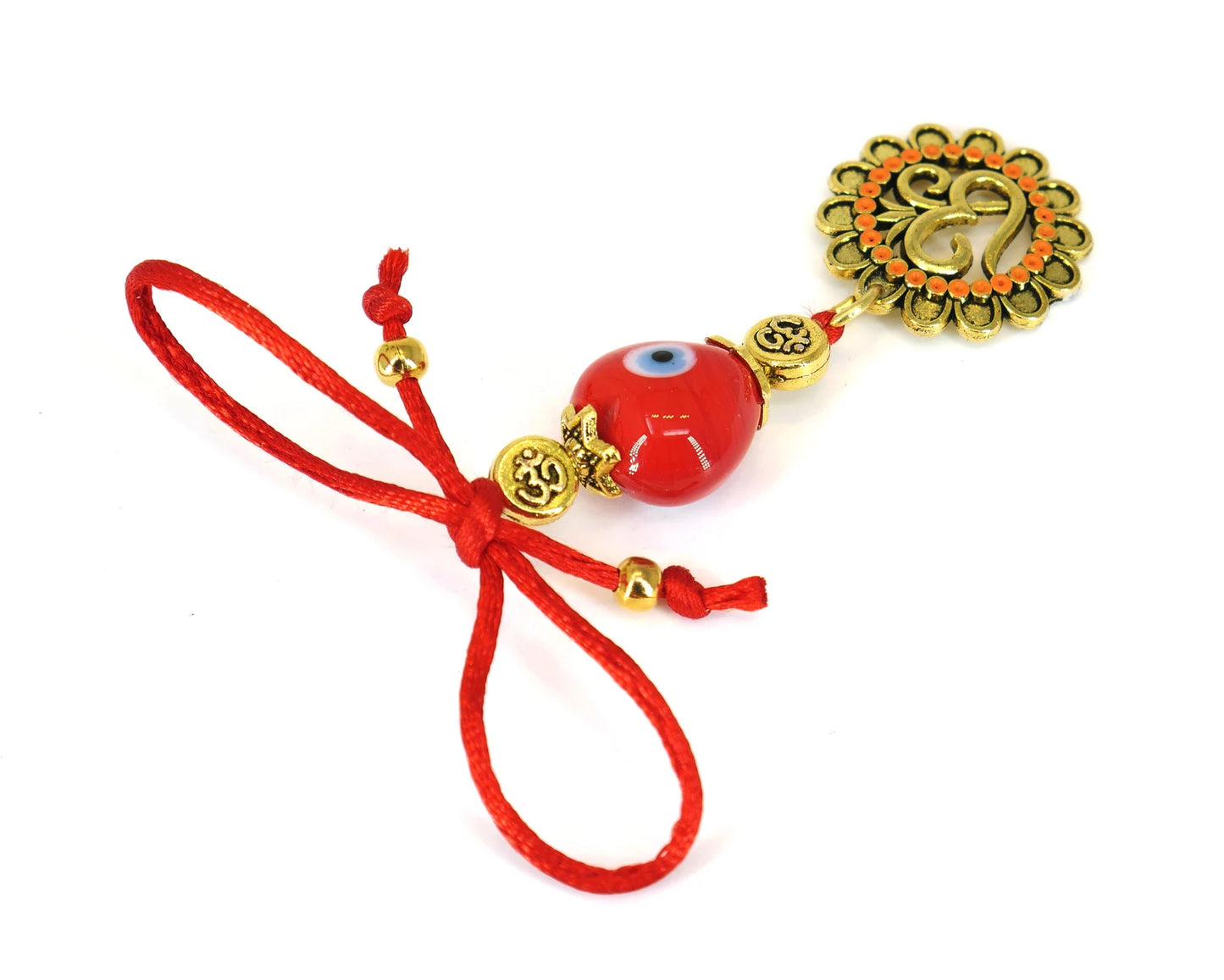 OM | Evil Eye Protection | Antique Gold Plated | Car Rearview Mirror Ornament | Good Luck | Positive Vibes | Positive Vibrations