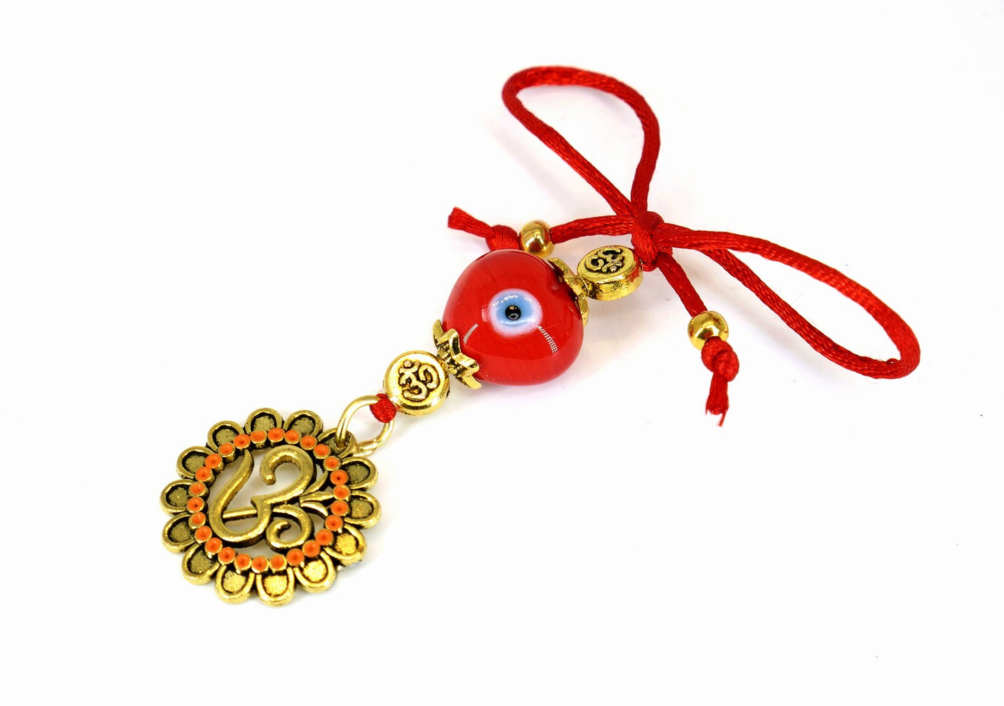 OM | Evil Eye Protection | Antique Gold Plated | Car Rearview Mirror Ornament | Good Luck | Positive Vibes | Positive Vibrations