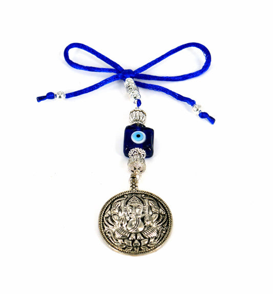 Ganesha | Evil Eye Protection | Car Rearview Mirror Ornament | Good Luck | Happiness | Good Fortune | Success | Prosperity