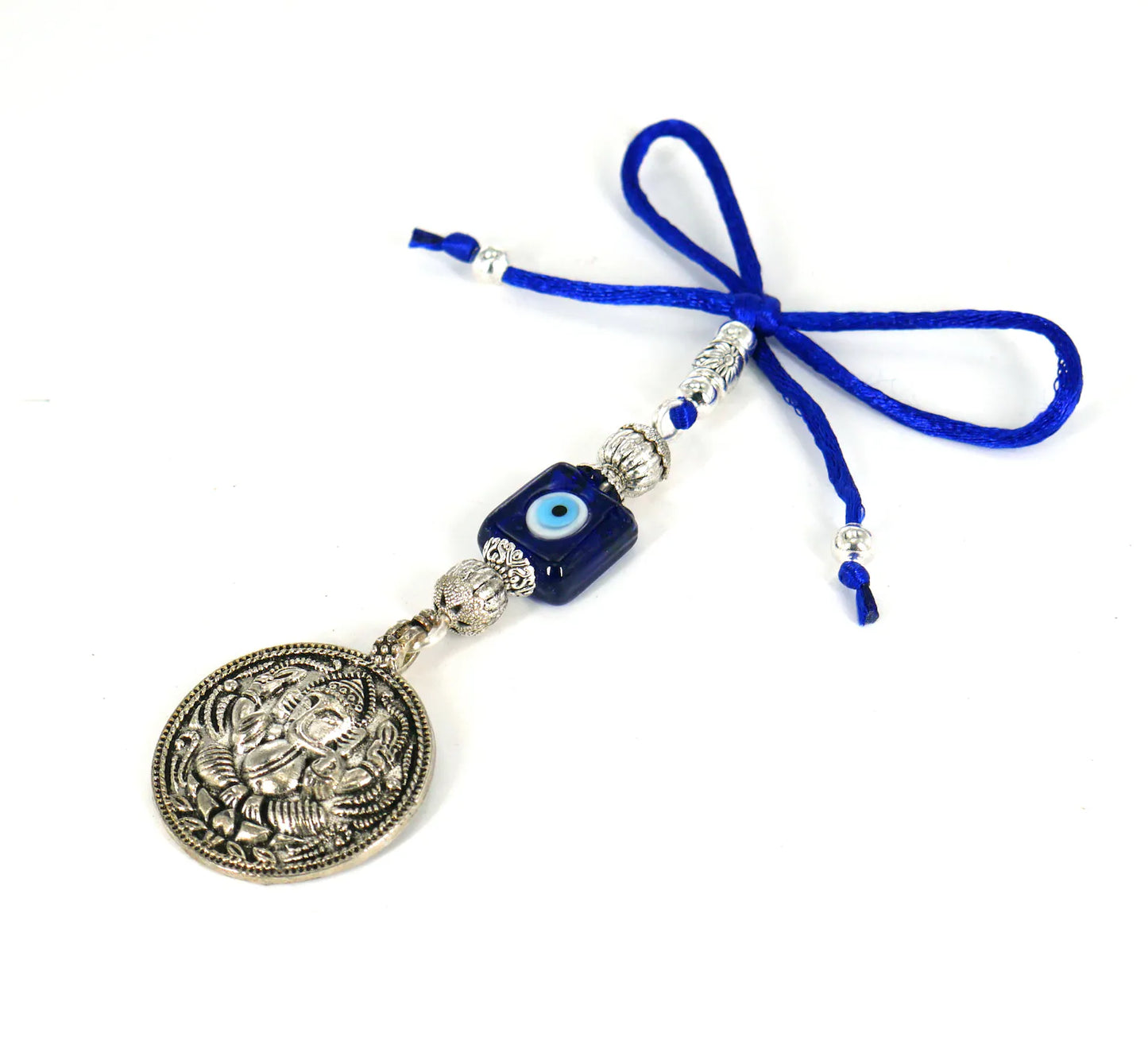 Ganesha | Evil Eye Protection | Car Rearview Mirror Ornament | Good Luck | Happiness | Good Fortune | Success | Prosperity