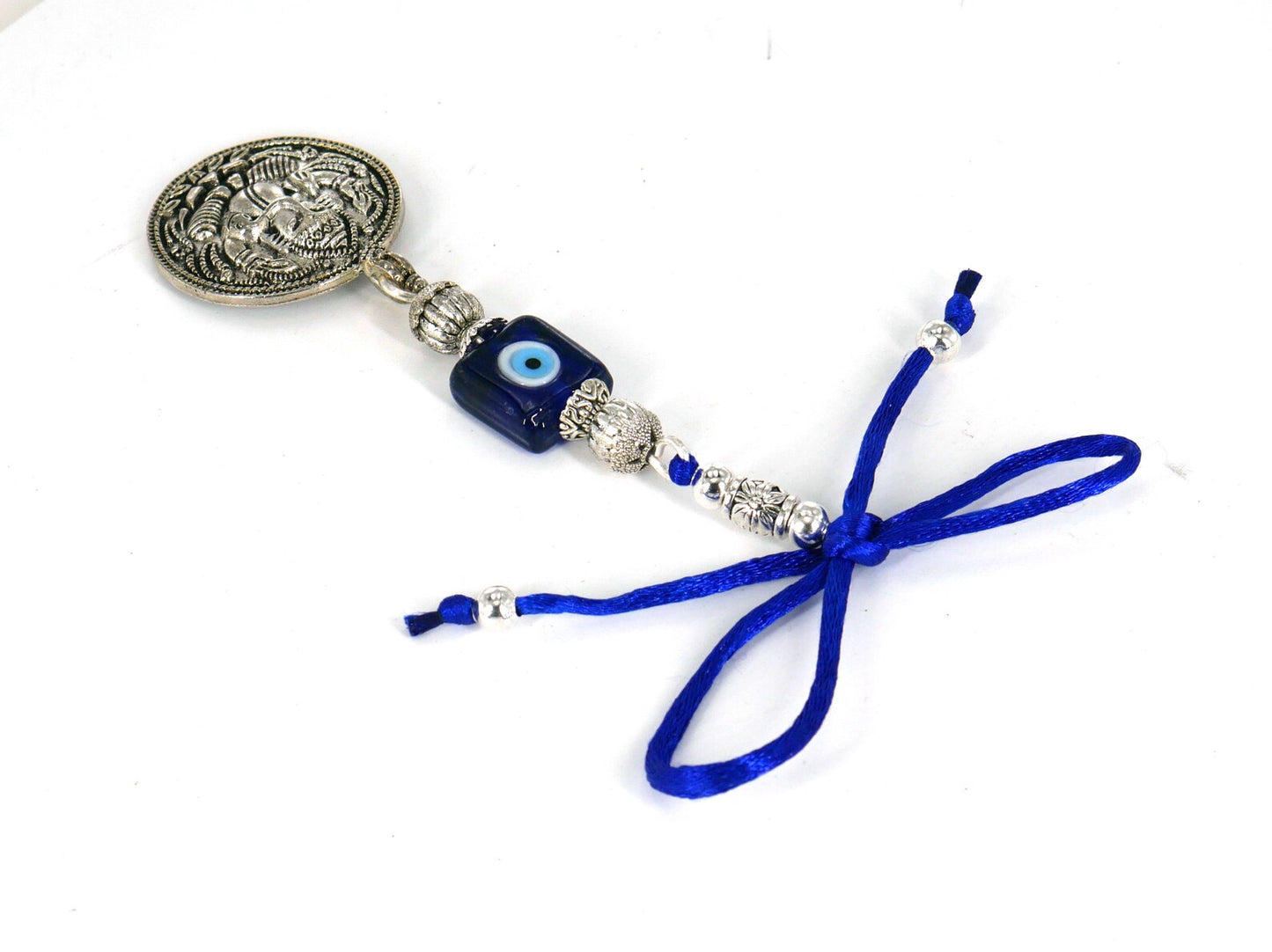 Ganesha | Evil Eye Protection | Car Rearview Mirror Ornament | Good Luck | Happiness | Good Fortune | Success | Prosperity