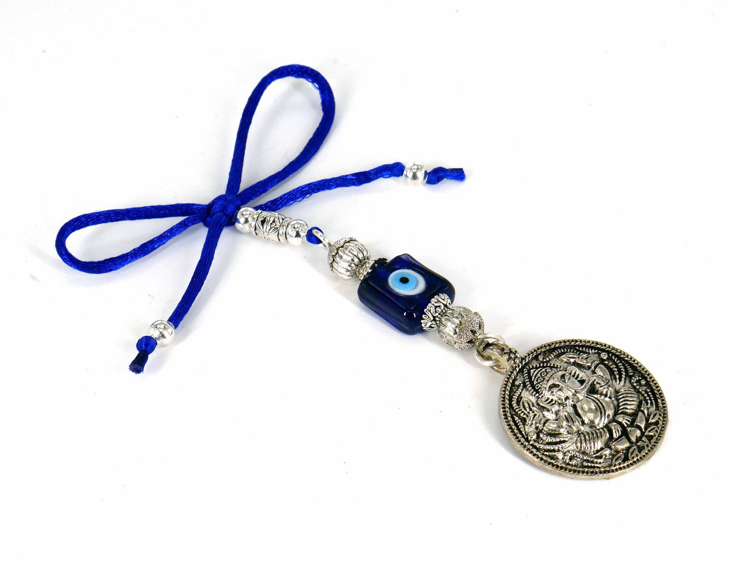 Ganesha | Evil Eye Protection | Car Rearview Mirror Ornament | Good Luck | Happiness | Good Fortune | Success | Prosperity