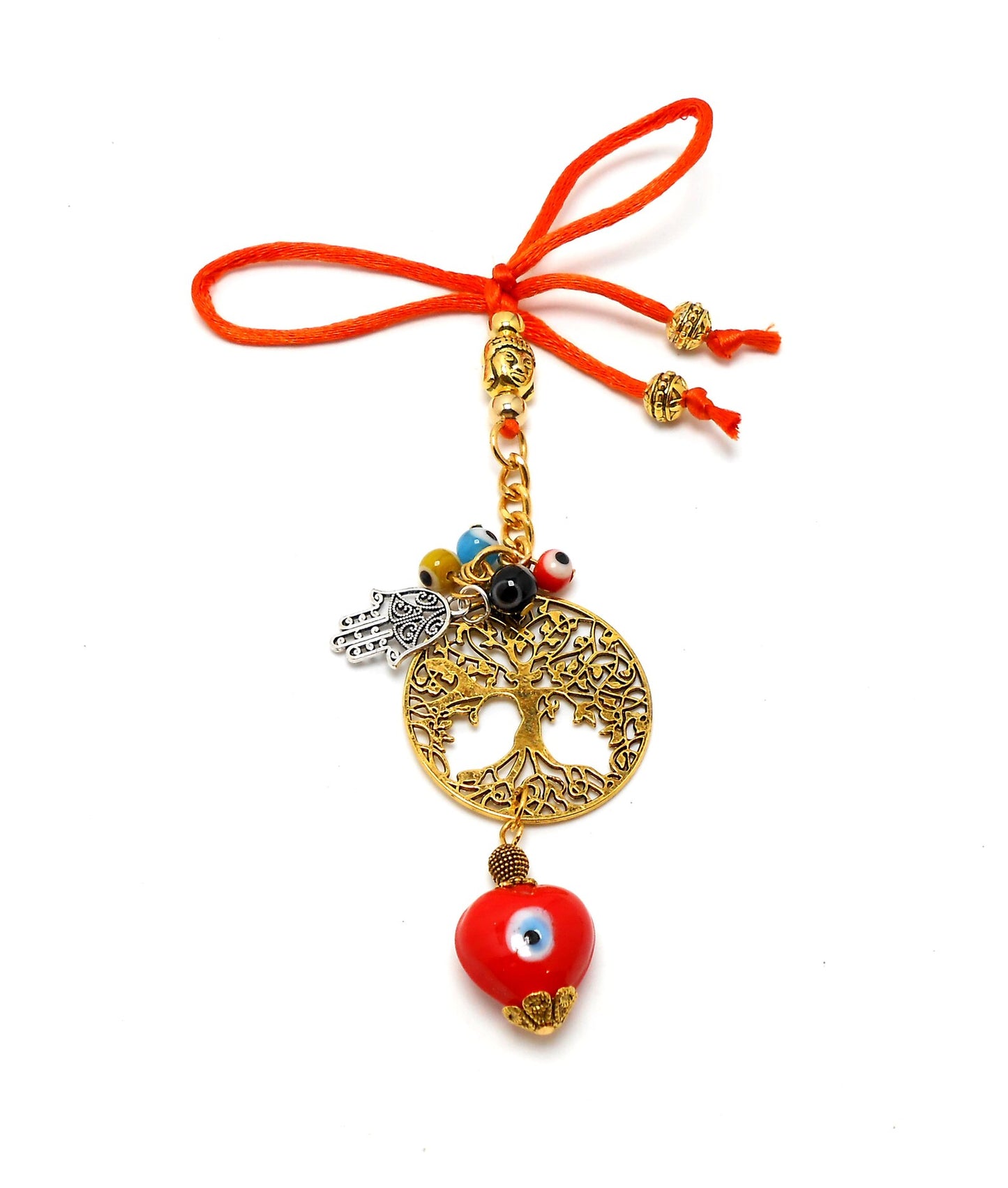 Evil Eye, Evil Eye Protection Tree Of Life Car Rear View Mirror Hanging-Wish Tree Spiritual Ornaments for Handbag for Good Luck/Fortune