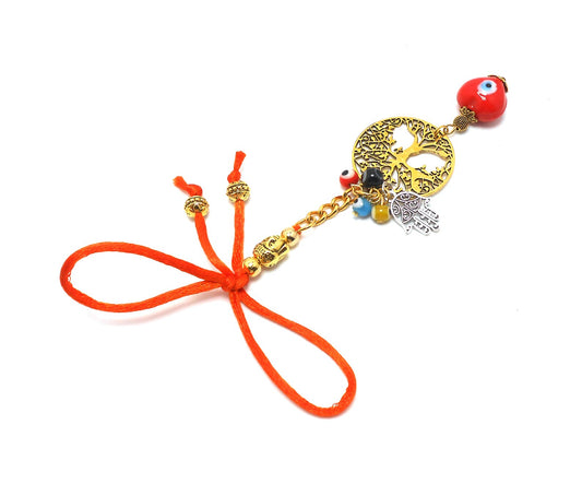 Evil Eye, Evil Eye Protection Tree Of Life Car Rear View Mirror Hanging-Wish Tree Spiritual Ornaments for Handbag for Good Luck/Fortune