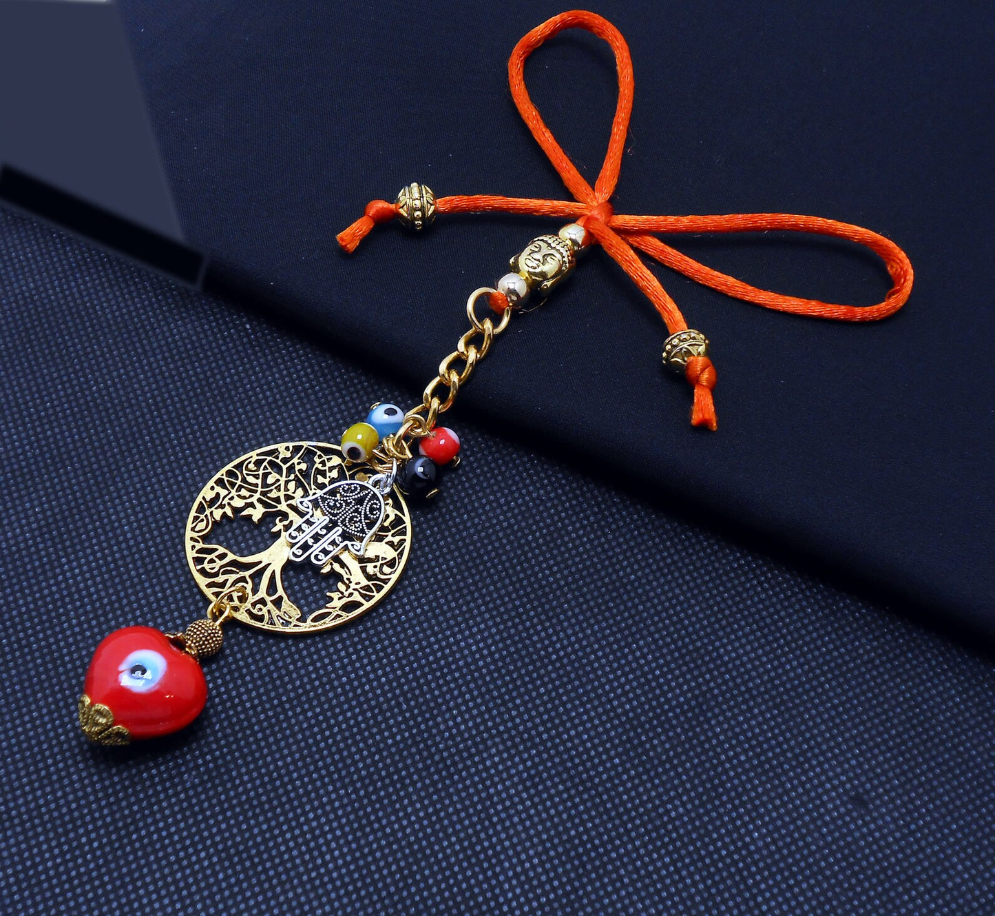 Evil Eye, Evil Eye Protection Tree Of Life Car Rear View Mirror Hanging-Wish Tree Spiritual Ornaments for Handbag for Good Luck/Fortune