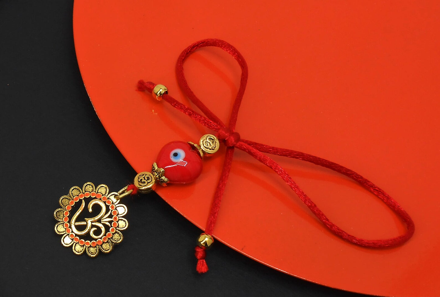 OM | Evil Eye Protection | Antique Gold Plated | Car Rearview Mirror Ornament | Good Luck | Positive Vibes | Positive Vibrations
