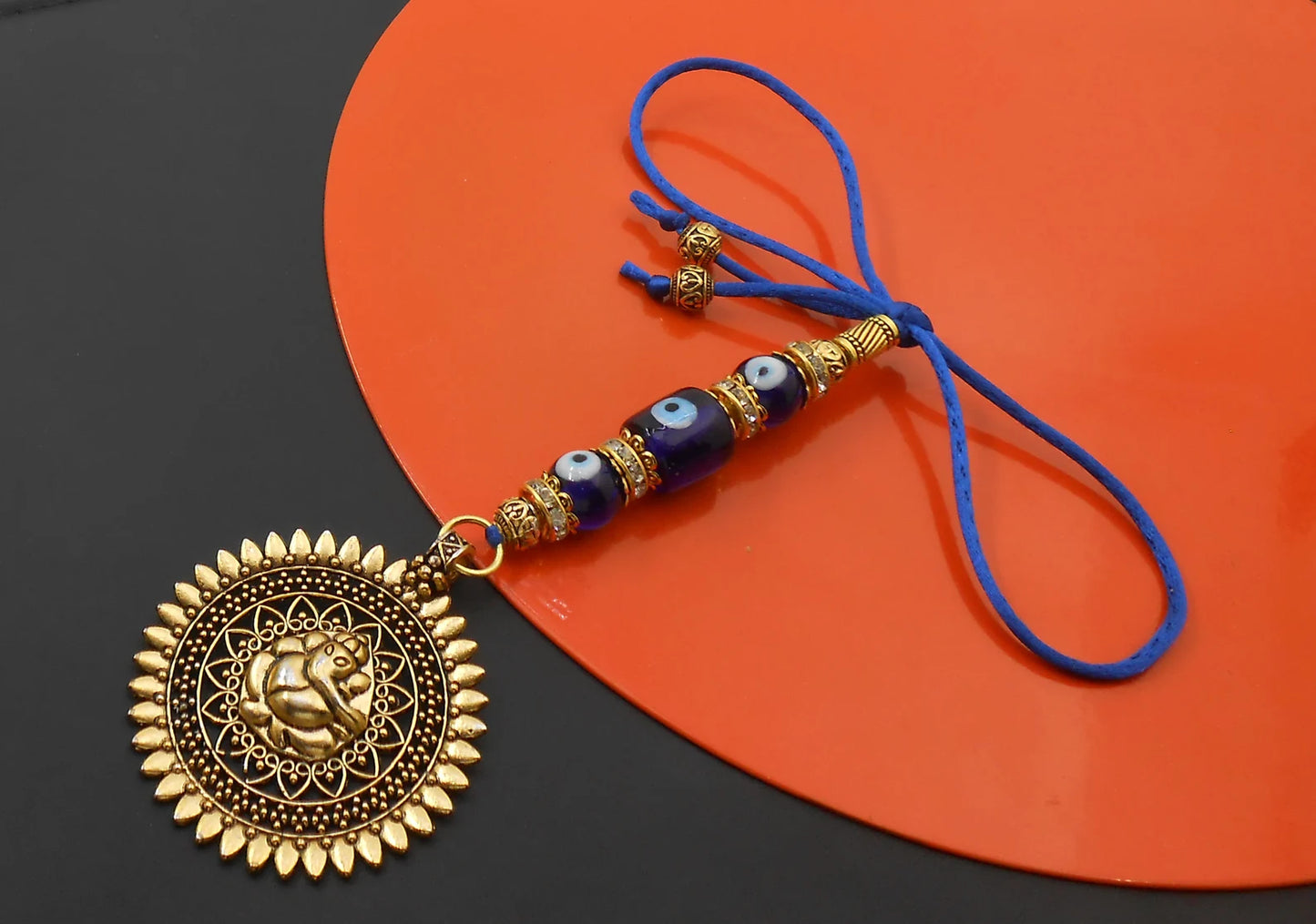 Ganesha | Evil Eye Protection | Car Rearview Mirror Ornament | Good Luck | Happiness | Good Fortune | Success | Prosperity