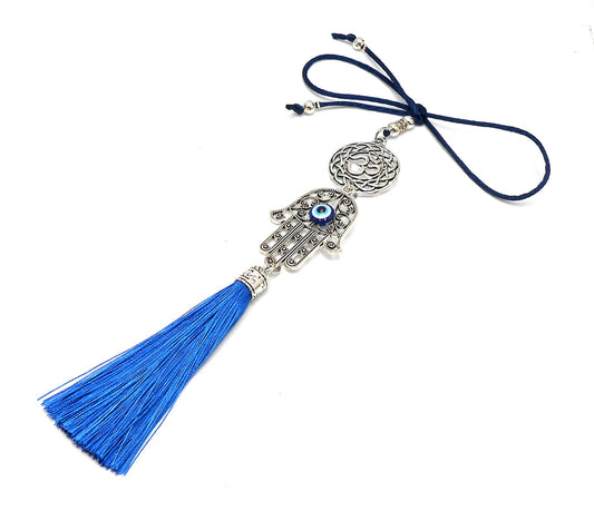 Hamsa Evil Eye, Evil Eye Protection, Evil Eye Hamsa & OM Designer Car Rear view Mirror Charm, Good Luck-Good Fortune-Travel Protection Charm