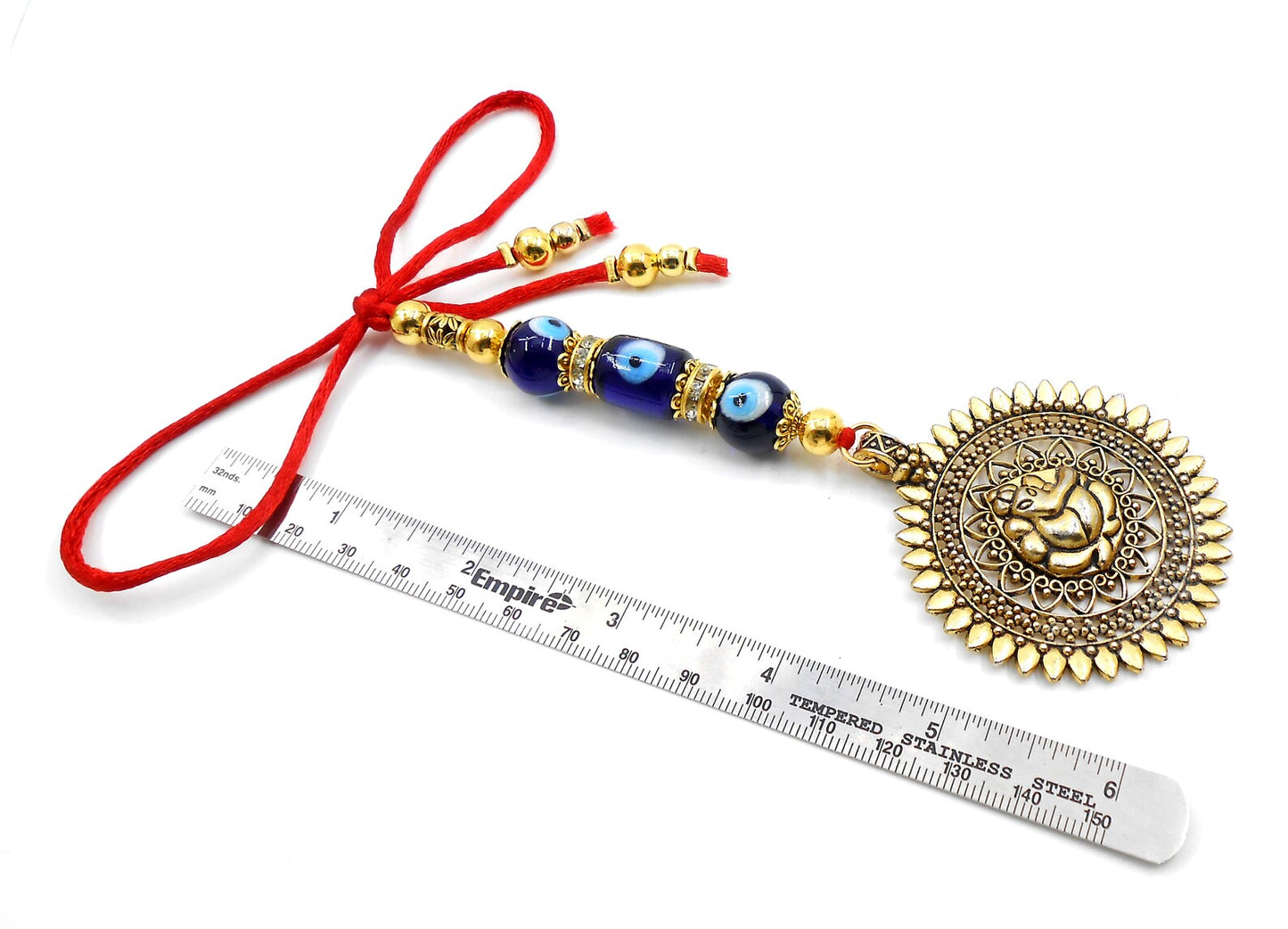 Ganesha | Evil Eye Protection | Car Rearview Mirror Ornament | Good Luck | Happiness | Good Fortune | Success | Prosperity