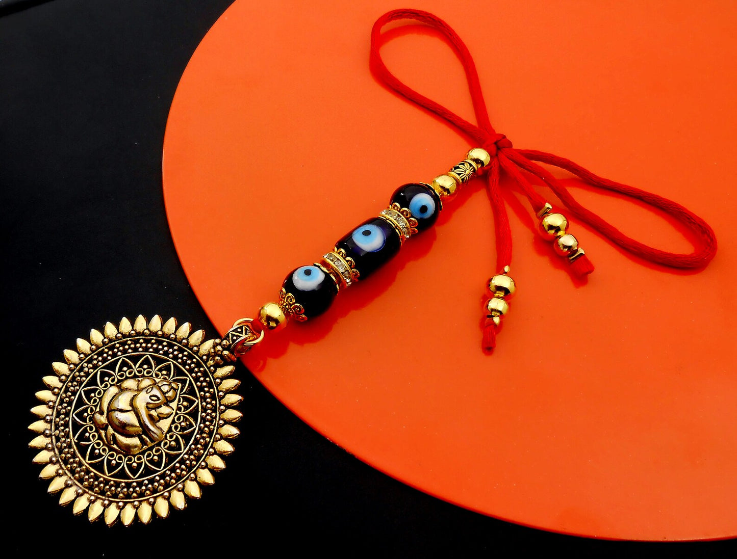 Ganesha | Evil Eye Protection | Car Rearview Mirror Ornament | Good Luck | Happiness | Good Fortune | Success | Prosperity