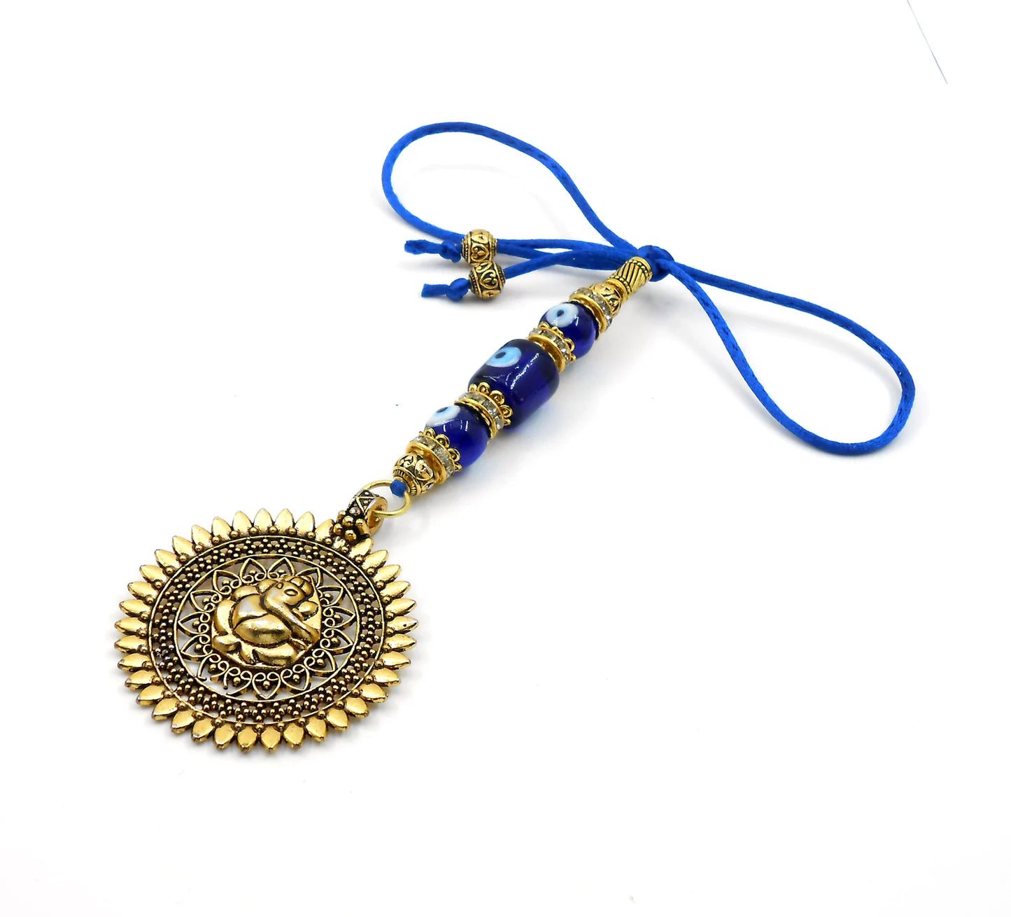 Ganesha | Evil Eye Protection | Car Rearview Mirror Ornament | Good Luck | Happiness | Good Fortune | Success | Prosperity