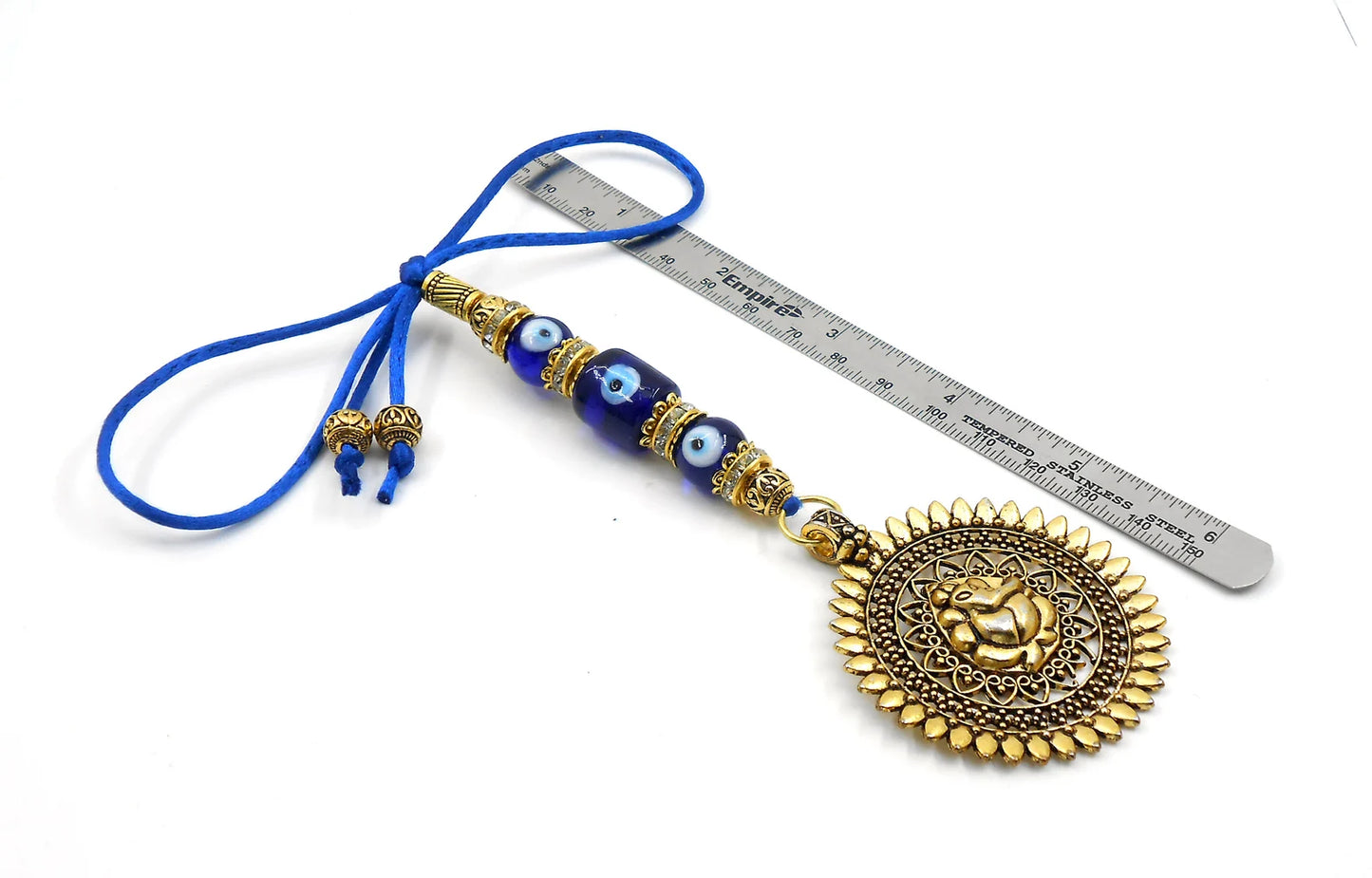 Ganesha | Evil Eye Protection | Car Rearview Mirror Ornament | Good Luck | Happiness | Good Fortune | Success | Prosperity
