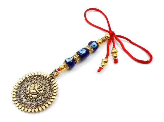 Ganesha | Evil Eye Protection | Car Rearview Mirror Ornament | Good Luck | Happiness | Good Fortune | Success | Prosperity