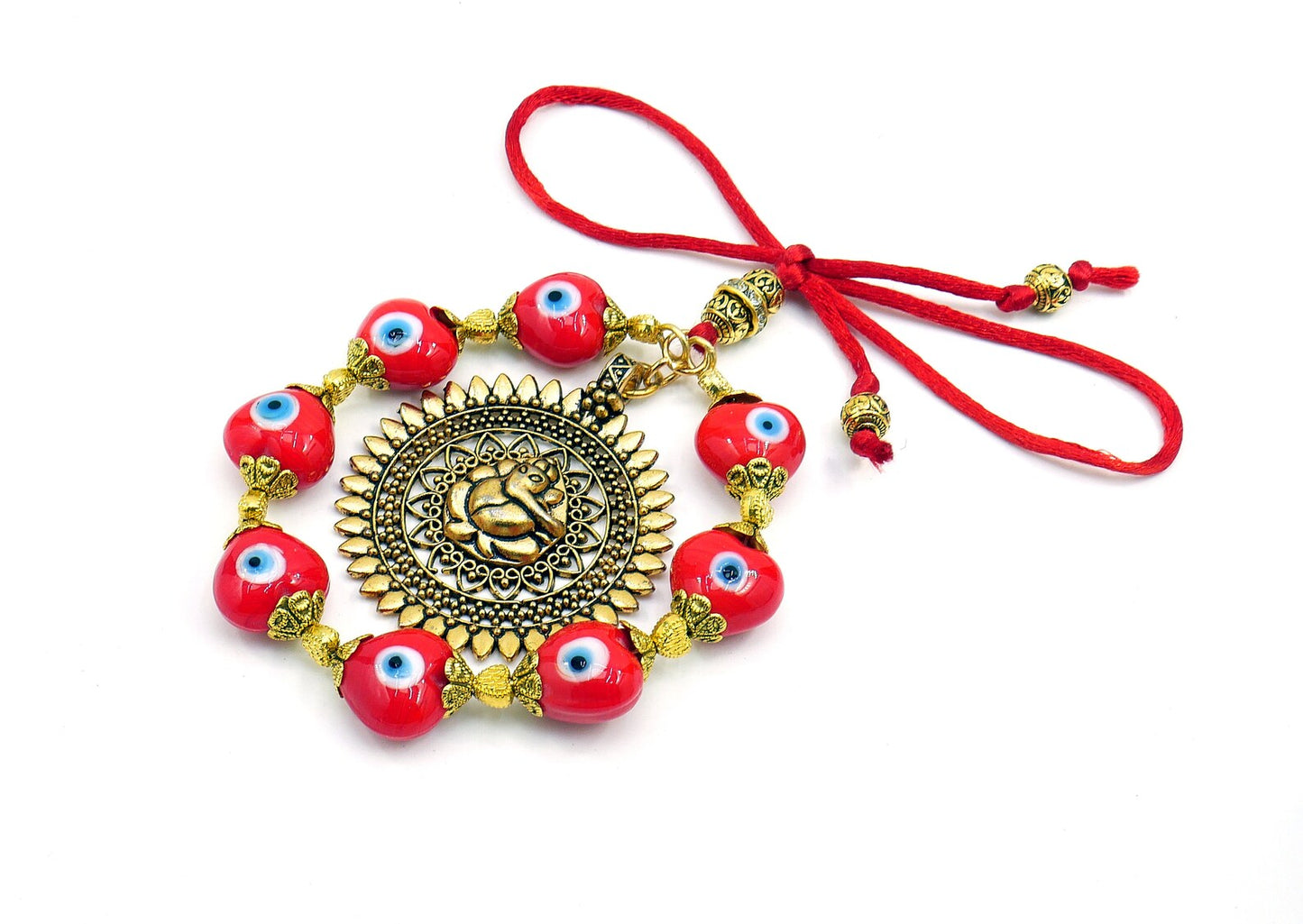 Ganesha | Evil Eye Protection | Car Rearview Mirror Ornament | Good Luck | Happiness | Good Fortune | Success | Prosperity