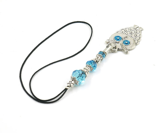 Owl | Evil Eye Protection | Bag Backpack Cellphone Case Charm Ornament | Good Luck | Positive Vibes | Intuition Power | Inner Wisdom