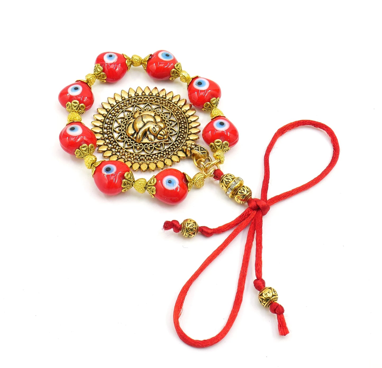 Ganesha | Evil Eye Protection | Car Rearview Mirror Ornament | Good Luck | Happiness | Good Fortune | Success | Prosperity