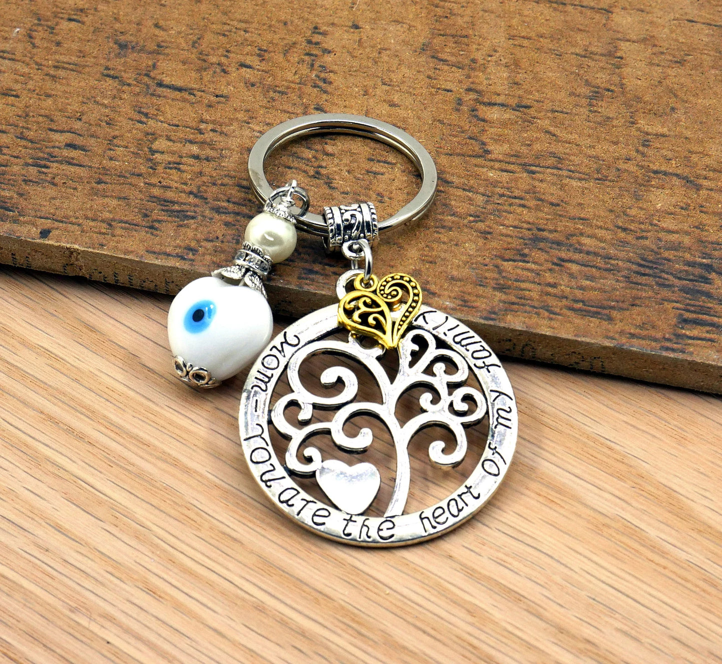 Evil Eye Protection for Mom, Mom Gratitude & Respect Keychain/Christmas , Thank you Mom Gift For Mom from Daughter and Son, I love you Mom.