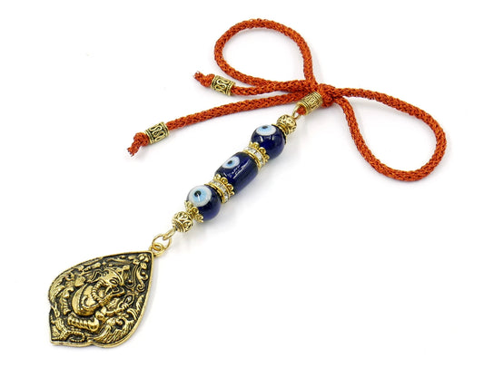 d Lord Ganesha Evil Eye Protection Accessory For Car Rear view mirror-Positive Energy for Happiness/Good Fortune/Good Luck/Prosperity/Succ