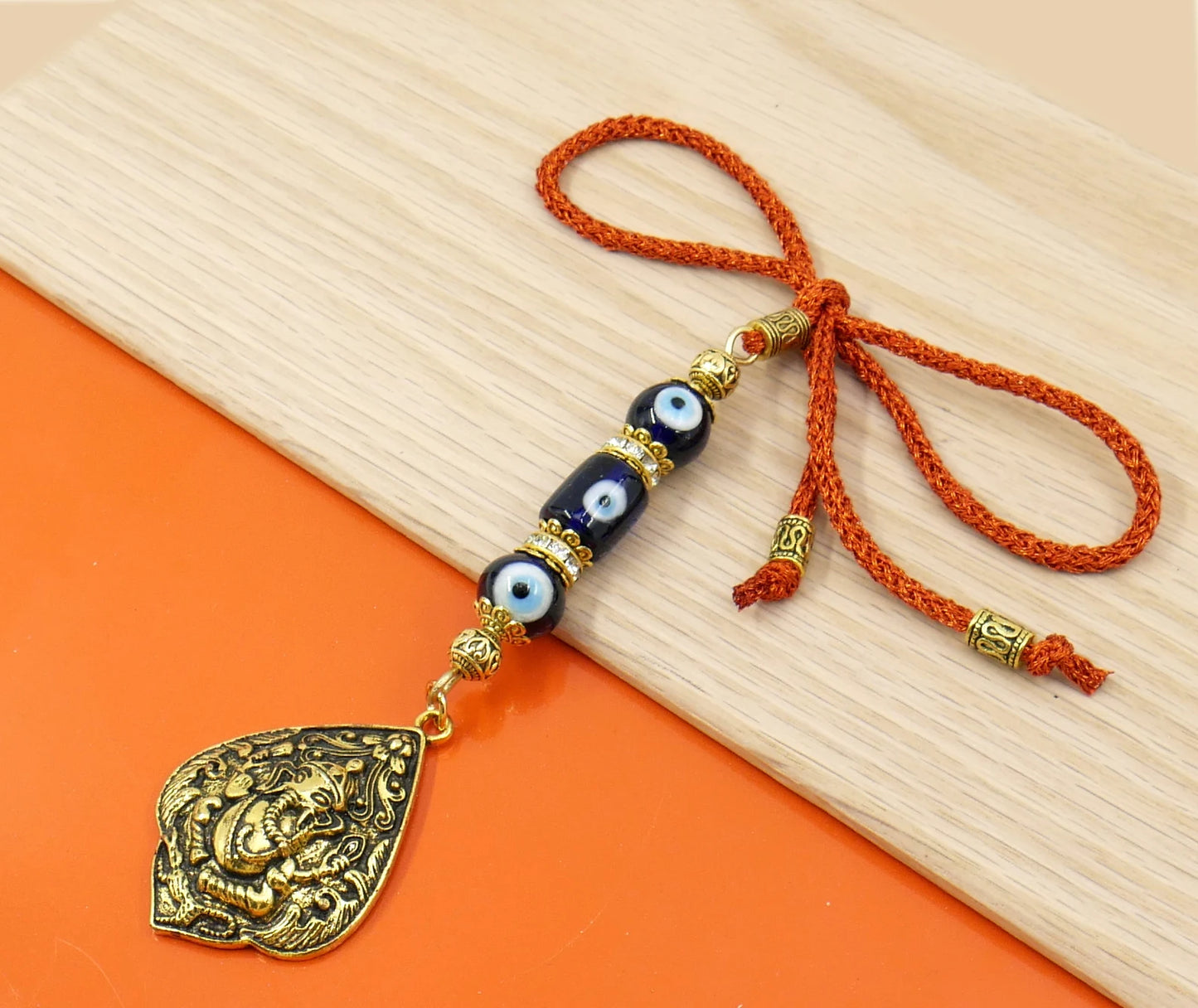 d Lord Ganesha Evil Eye Protection Accessory For Car Rear view mirror-Positive Energy for Happiness/Good Fortune/Good Luck/Prosperity/Succ