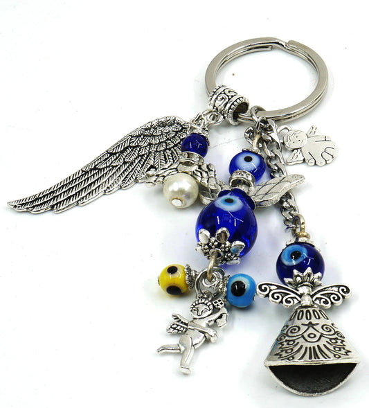 Angel, Guardian & Fairy Evil Eye Protection Key Ring, Good Luck Angel/Guardian Protection Key Ring,New Car/New Home Protection Gifting Idea