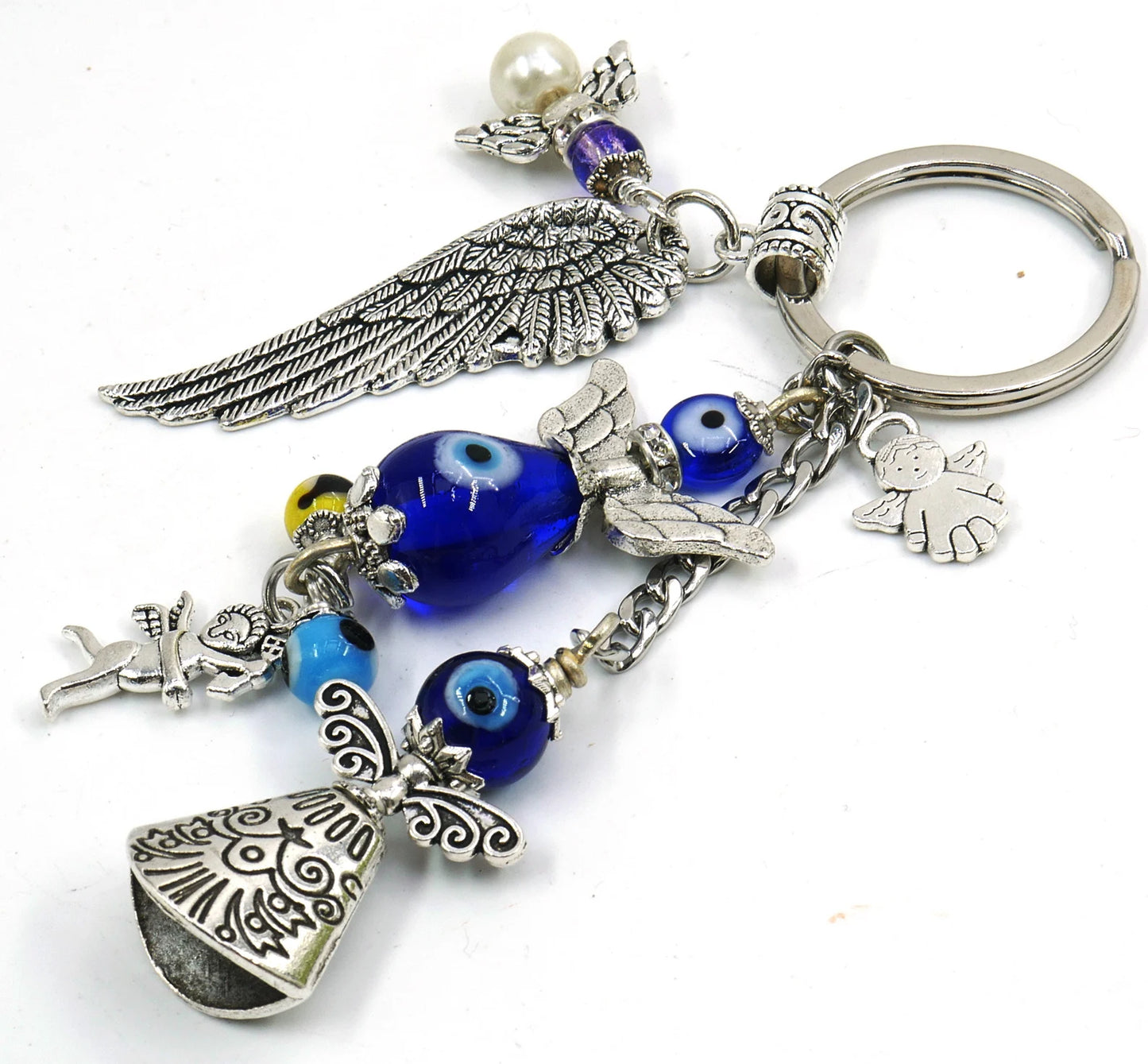 Angel, Guardian & Fairy Evil Eye Protection Key Ring, Good Luck Angel/Guardian Protection Key Ring,New Car/New Home Protection Gifting Idea