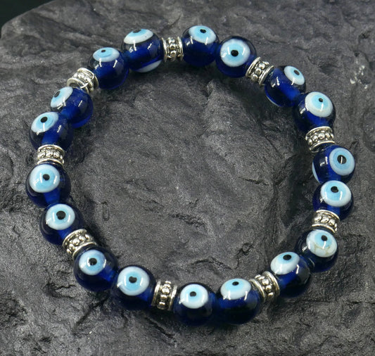 Evil Eye Protection |Evil Eye Blue Bead Stretchable Bracelet | Unisex | Good Luck | Positive Vibes | Positive Vibration