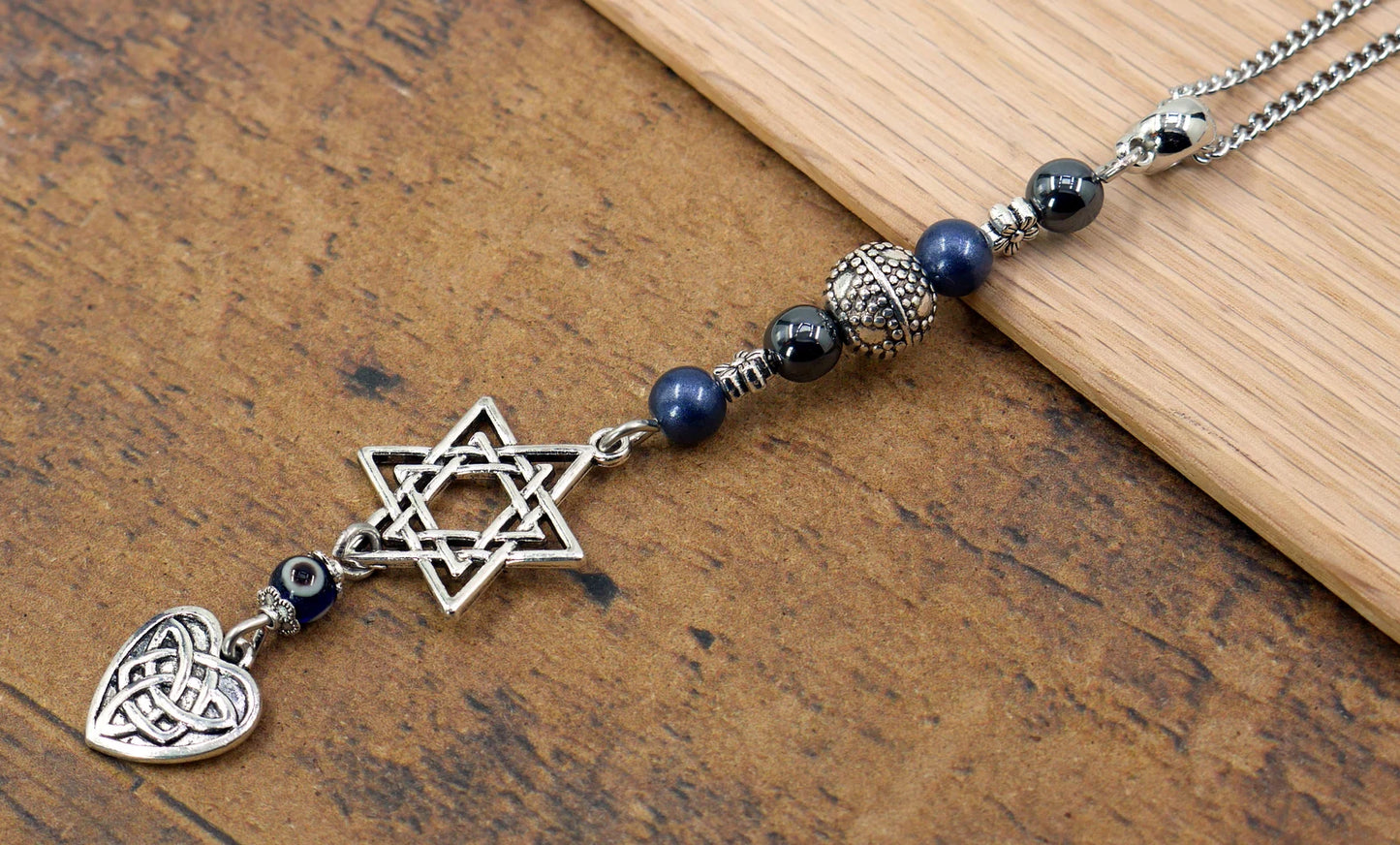 Evil Eye Protection | Star of David protection Amulet | Endless Knot Star of David for Blessing Good Luck Protection Hanging for Home or Car
