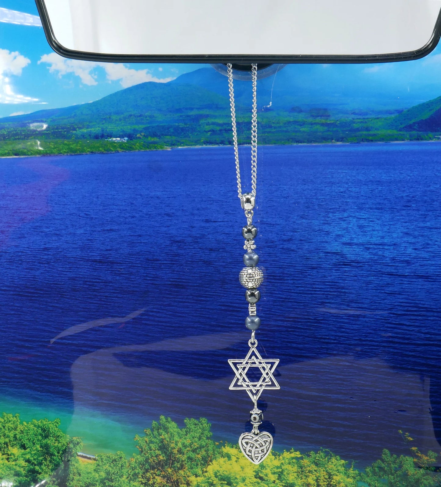 Evil Eye Protection | Star of David protection Amulet | Endless Knot Star of David for Blessing Good Luck Protection Hanging for Home or Car