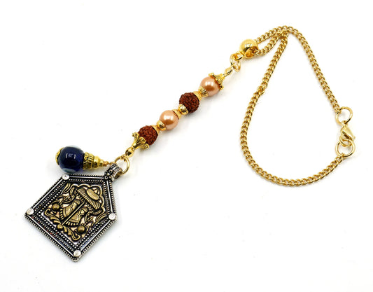 Traditional Highly Spiritual Goddess Charan Paduka Car Rear View Mirror Hanging-Lakshmi & Durga Hanging for Good Luck-Evil Eye Protection