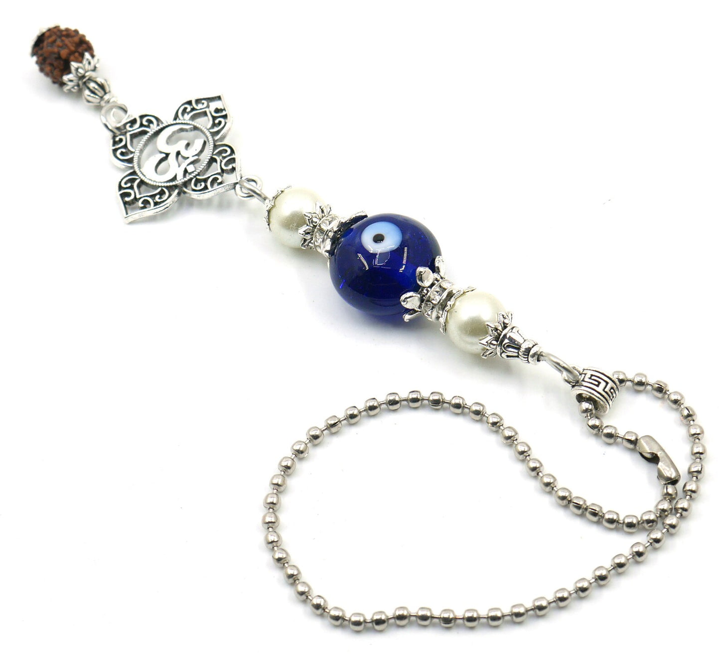 OM & Lord Shiva Evil Eye Protection Car Rear View Mirror Ornament-Evil Eye Protection Handbag Hanging-Good Luck and Protection Car Charms