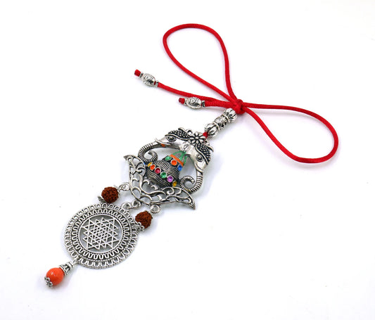 Very Rare Mangal Kalash Yantra Hanging | Mangal Kalash with Gajraj (Good Luck & Prosperity Elephants) and Sri Yantra | Prosperity Yantra