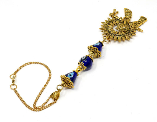 Lord Krishna Playing Flute Evil Eye Protection Hanging, Lord Krishna , Kanha with flute Blessings and Protection Amulet, Hindu God Pendant