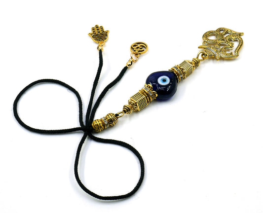 OM | Evil Eye Protection | Antique Gold Plated | Car Rearview Mirror Ornament | Good Luck | Positive Vibes | Positive Vibrations
