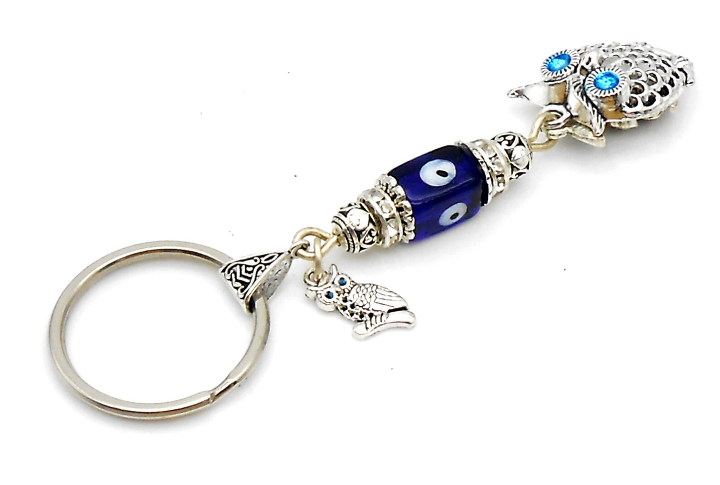 Evil Eye, Evil Eye Protection, Cute OWL Hanging in Antique Golden Colour for Home Wall/Office/Door/Car/Hand Bag for Good Luck & Prosperity