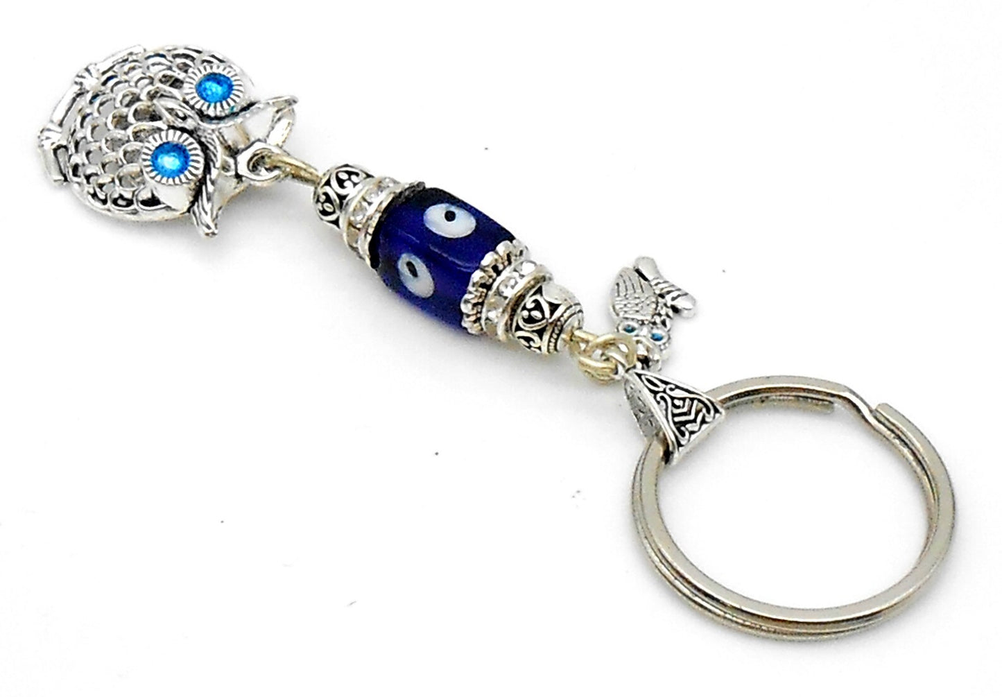 Evil Eye, Evil Eye Protection, Cute OWL Hanging in Antique Golden Colour for Home Wall/Office/Door/Car/Hand Bag for Good Luck & Prosperity