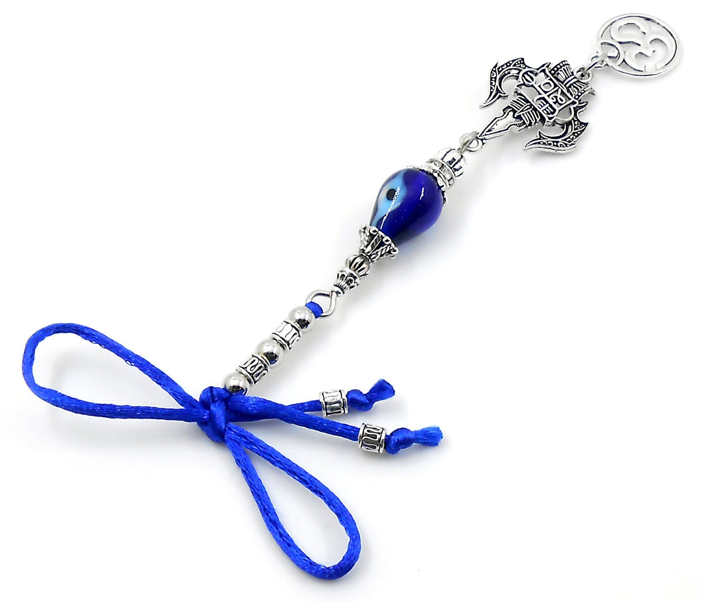 Lord Shiva Trishul and Damroo Pendant Evil Eye Hanging-Lord Shiva Trishul-Mahadev Trishul Pendant-Fabulous Antique Silver Door Knob Hanging