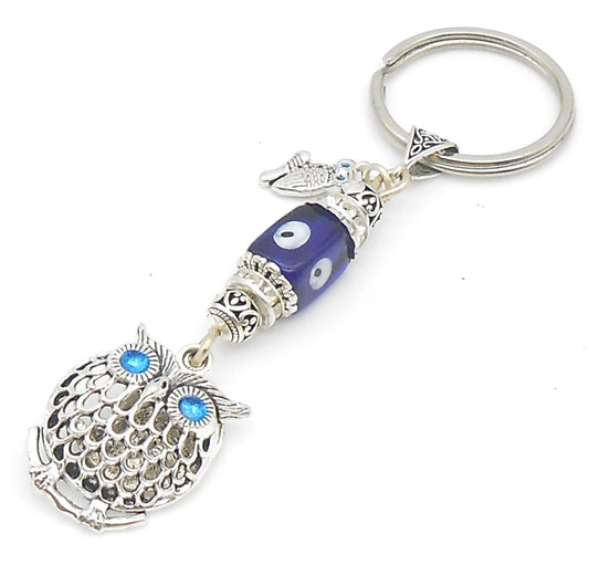 Evil Eye, Evil Eye Protection, Cute OWL Hanging in Antique Golden Colour for Home Wall/Office/Door/Car/Hand Bag for Good Luck & Prosperity