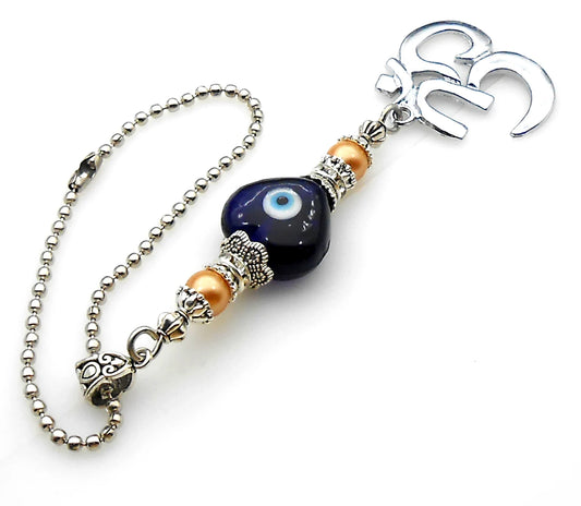 Evil Eye Protection, Divine OM Car Rear View Mirror Ornament-Handbag Hanging for Evil Eye Protection Amulet and Good Luck Protection