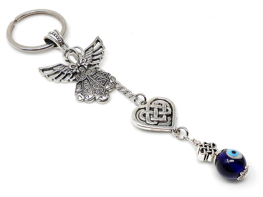 Guardian Angel | Evil Eye Protection | Bag Backpack Ornament | Angel Protection Key Ring | Good Luck Positive Vibes | Positive Vibrations