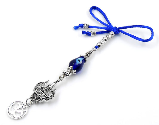 Lord Shiva Trishul and Damroo Pendant Evil Eye Hanging-Lord Shiva Trishul-Mahadev Trishul Pendant-Fabulous Antique Silver Door Knob Hanging