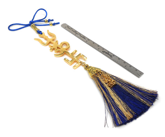 Trishakti Yantra | Trishul | OM | Swastik | Ganesha |Golden | Car Mirror Ornament | Good Luck | Positive Vibrations | Success | Prosperity