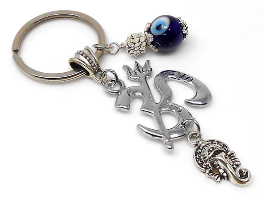 Evil Eye Protection Lord Ganesha & OM Key Ring/ Key Chain For Car, Office, Business, Work Place and Sweet Home-Negative Energies Protection