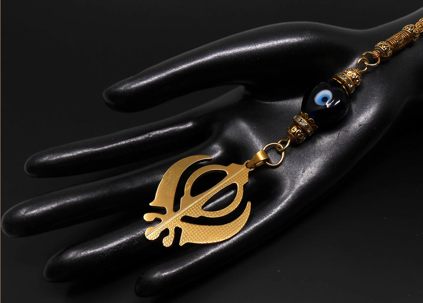 Evil Eye Protection Punjabi Sikh Kaur Khanda Sahib ji (Sikh Faith) Hanging for Car Rear View Mirror-Sikh faith Namaste Gift