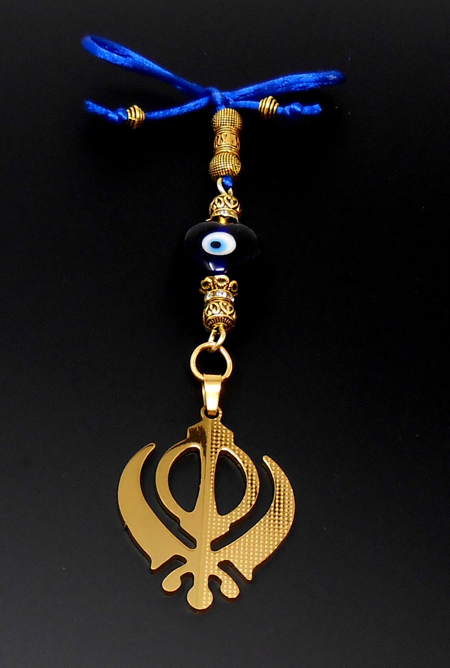 Khanda | Sikh Khanda Sahib | Evil Eye Protection Golden Car Rearview Mirror Ornament Hanging | New Car Gift